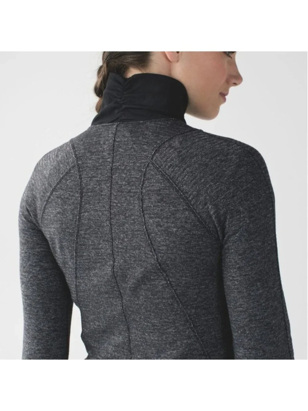 Lululemon Runderful 1/2 Zip Mini Check Pique Black Heathered Black / Black